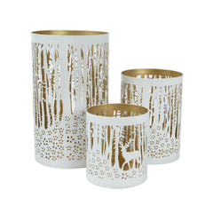 Decoris Iron Lantern Set of 3pcs 20cm - White/Gold