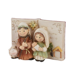 Decoris Polyresin Nativity Scene with Open Book Background 9 x 6.5cm