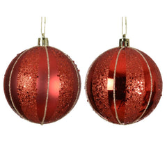 Decoris Shatterproof Bauble 8cm - Red (2 Assorted)