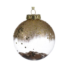 Decoris Shatterproof Bauble 8cm - Transparent with Inserted Glitter