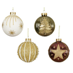 Decoris Glass Bauble 8cm - (4 Assorted Colours)