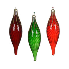 Decoris Glass Olive Bauble 20cm - 3 Assorted