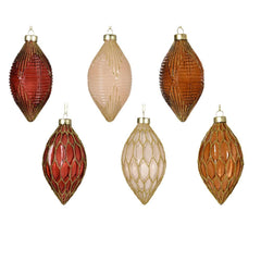 Decoris Glass Olive Bauble 13.5cm - 6 Assorted