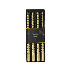 Decoris Dinner Wax Candle Set of 4pcs 25cm - Metallic Gold