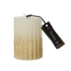 Decoris Pillar Wax Candle with Glitter 7 x 10cm - Wool White