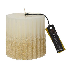 Decoris Pillar Wax Candle with Glitter 10 x 10cm - Wool White