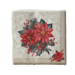 Kitchen Goods Paper Napkin with Poinsettia Print