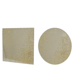 Kitchen Goods Glass Plate Gold 20cm - Square or Round (2 Assorted)