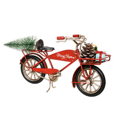 Decoris Iron Bike with Tree and Gifts 20cm - Red