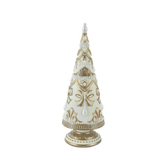 Decoris Polyresin Tree with Gold Design 26cm - White