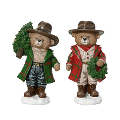Decoris Polyresin Bear Standing with Tree or Wreath 14.5cm - 2 Assorted