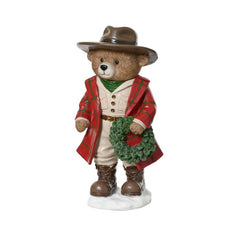 Decoris Polyresin Bear Figurine with Wreath 34cm