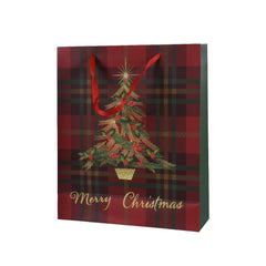 Decoris Paper Giftbag with Tartan Pattern 18 x 24cm - Red