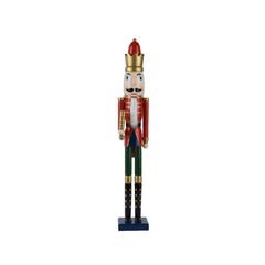 Decoris Pinewood Nutcracker with Thin Body 50cm - Red