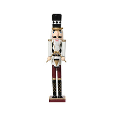 Decoris Pinewood Nutcracker 50cm - White with Black