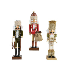Decoris Pinewood Nutcracker with Fur Hat 38cm - 3 Assorted
