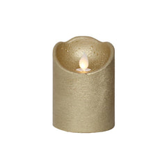 Lumineo BO Led Wax Candle with Wave Top 7.5 x 10cm - Gold/Warm White