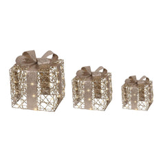 Lumineo BO Micro-Led Metal Giftbox Set of 3 Pieces with Warm White Light - Gold