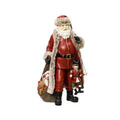 Decoris Polyresin Santa with Puppet and Giftbag 38cm
