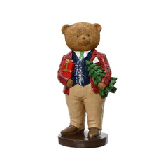 Decoris Polyresin Standing Bear with Book and Giftbox 34.5cm