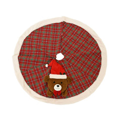 Decoris Polyester Tree Skirt with Bear 105cm - Red
