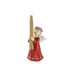 Lumineo BO Polyresin Angel Figure 23.5cm - Red