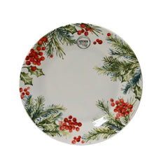 Kitchen Goods Porcelain Dinner Plate with Leaf and Berries 20cm - White