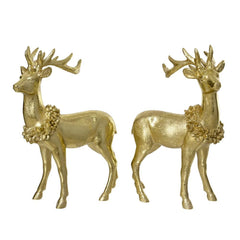 Decoris Polyresin Deer Figurine 22cm - Gold (2 Assorted)