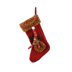 Decoris Polyester Stocking with Dear 48cm - Red/Brown
