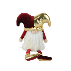 Decoris Polyester Gnome with Dangling Legs 39cm - Red/Gold