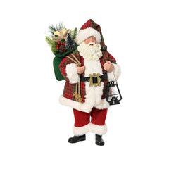 Decoris Santa Figure with Plastic Lantern and Giftbag 38cm - Red/Green