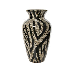 Decoris Stoneware Glazed Vase 32cm - Black/White
