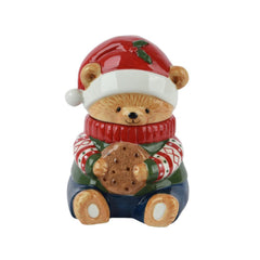 Kitchen Goods Dolomite Jar - Teddy Bear 20cm - Green/Red