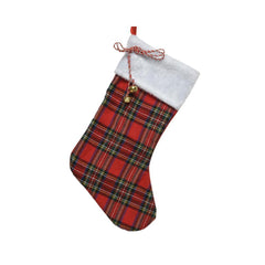 Decoris Polyester Stocking with Tartan Pattern 40cm - Red