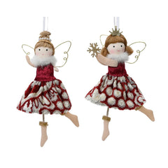 Decoris Polyester Angel with Iron Wings 17cm - Oxblood