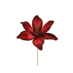 Decoris Polyester Velvet Spray on Stem 60cm - Red