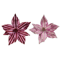 Decoris Velvet Clip-On Poinsettia 27cm - Pink (2 Assorted)