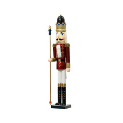 Decoris Firwood Nutcracker with Sceptre 89cm - Oxblood/White