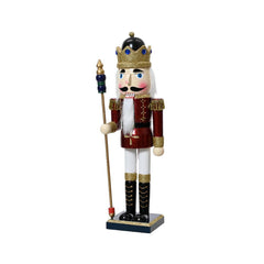 Decoris Firwood Nutcracker with Sceptre 38cm - Oxblood/White