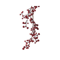 Decoris Garland with Glitter Berries 130cm - Red