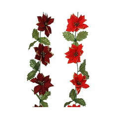 Decoris Polyester Garland with Poinsettis 270cm - Red (2 Assorted)