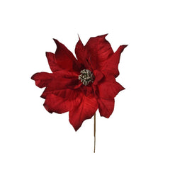 Decoris Velvet Poinsettia on Stem 37 x 63cm - Maroon