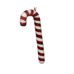 Decoris Foam Candy Stick with Tinsel 30cm - Red/White
