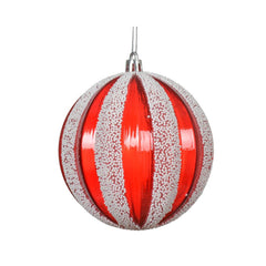 Decoris Shatterproof Bauble with Foam Stripes 10cm - Red