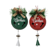 Decoris Iron Bell Hanging 10.2 x 20cm - Red/Green (2 Assorted)