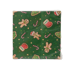 Kitchen Goods Paper Napkin with Gingerbread Print - Green