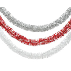 Decoris Tinsel Garland 200cm - Red/White/Silver (3 Assorted)