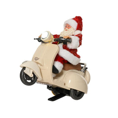 Decoris Plastic Santa Figure on Motorbike 20cm - Red/Cream