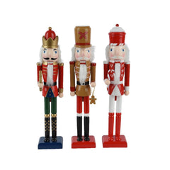 Decoris Pinewood Nutcracker with Thin Body 38cm - 3 Assorted
