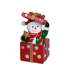 Lumineo BO Led Polyresin Snowman in Giftbox with Flashing Light 20cm